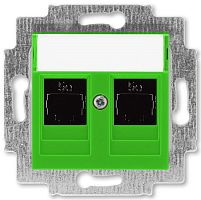 Розетка компьютерная без рамки ABB EPJ Levit 2-м. RJ45+RJ45 5e зеленый картинка